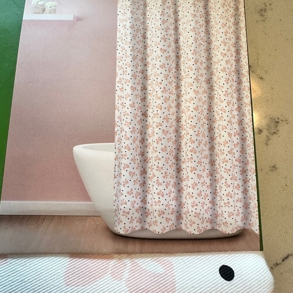 kate spade Other - Kate Spade Chalk Pink Holiday Bows  Shower Curtain - NWT (72x72)